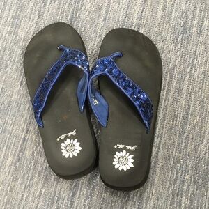 Yellowbox Blue Sequin Flip Flops